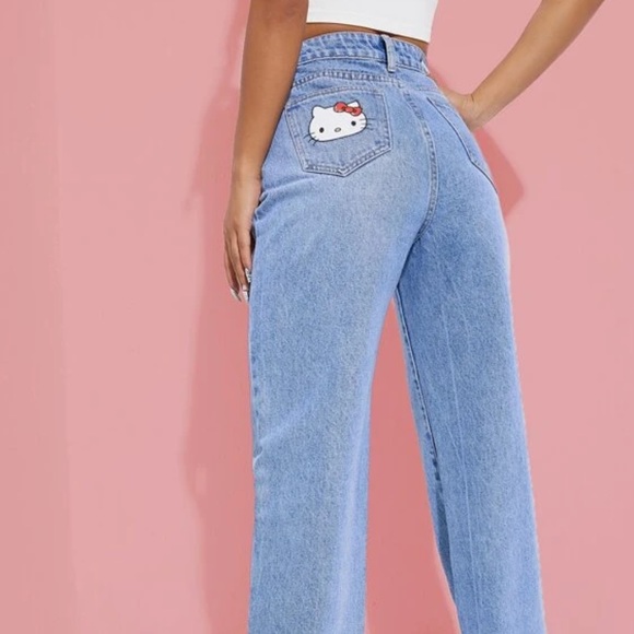 SHEIN Denim - Hello Kitty High Rise Straight Leg Jeans